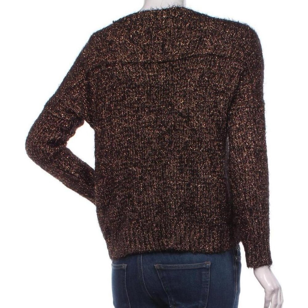 SALE***Nice Jennifer Lopez Sweater Women's Sz L Metallic Gold Copper Black Cozy - Picture 2 of 12